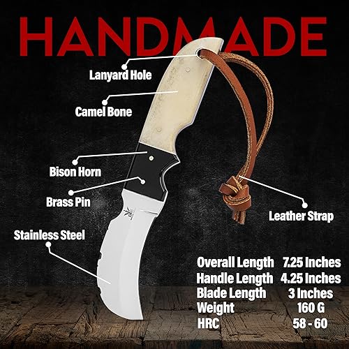 Miniatura 122 de Cuchillo de acero hecho a mano con funda de cuero, cuchillo utilitario resistente, cuchillo de electricista para desollar alambre para profesional