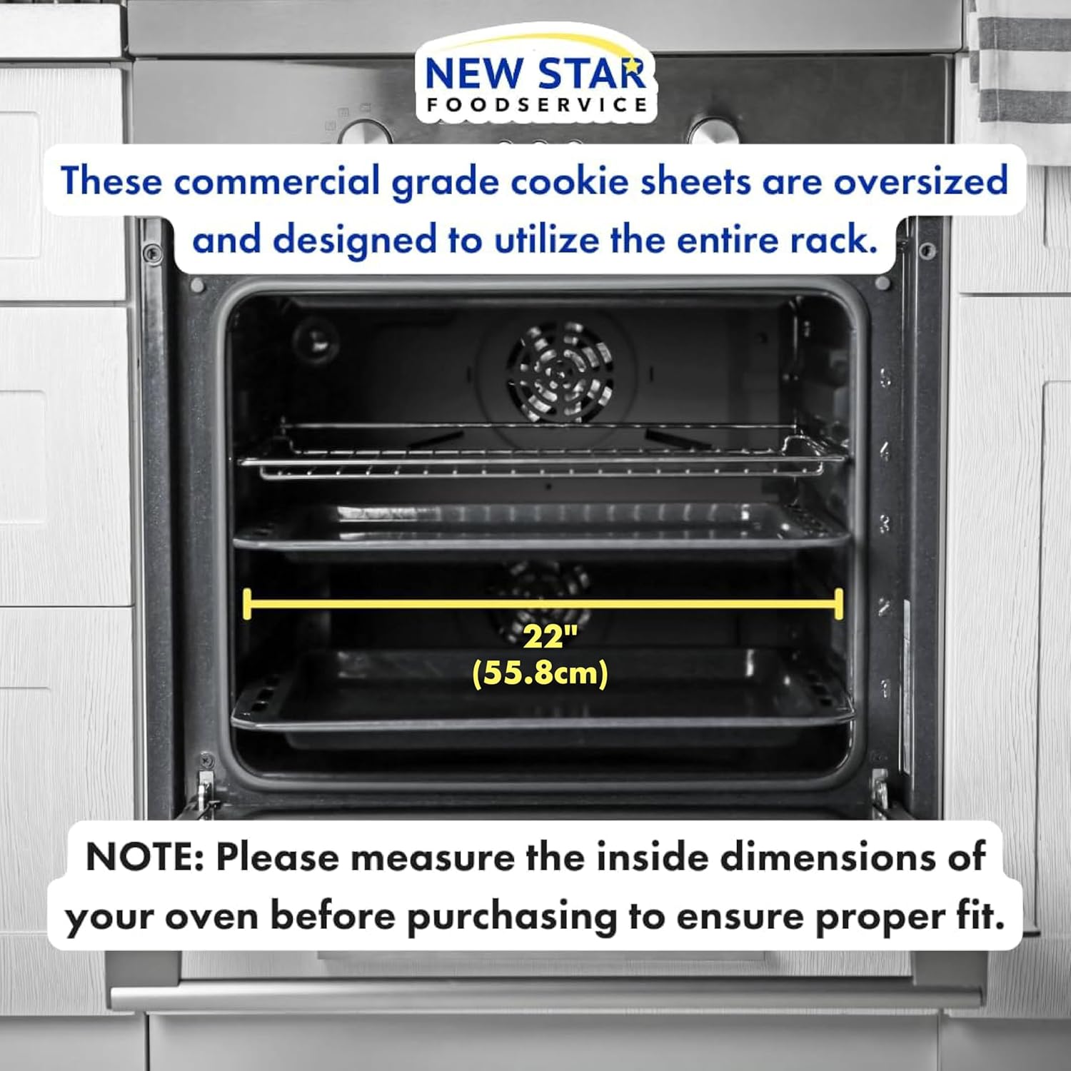 New Star Foodservice 2/3-Size Aluminum Sheet Pan, 15 x 21 Inch, 1 Inch Deep, 18-Gauge, Commercial Grade, 2-Pack