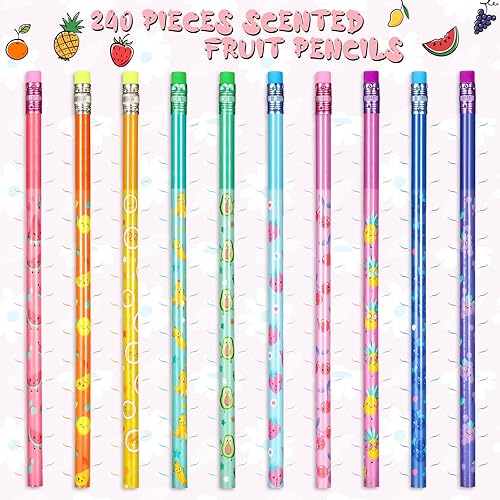 Miniatura 3 de 100 lápices perfumados para niños, lápices HB de grafito con borrador, adornos de dibujos animados de frutas, bonitos lápices de madera