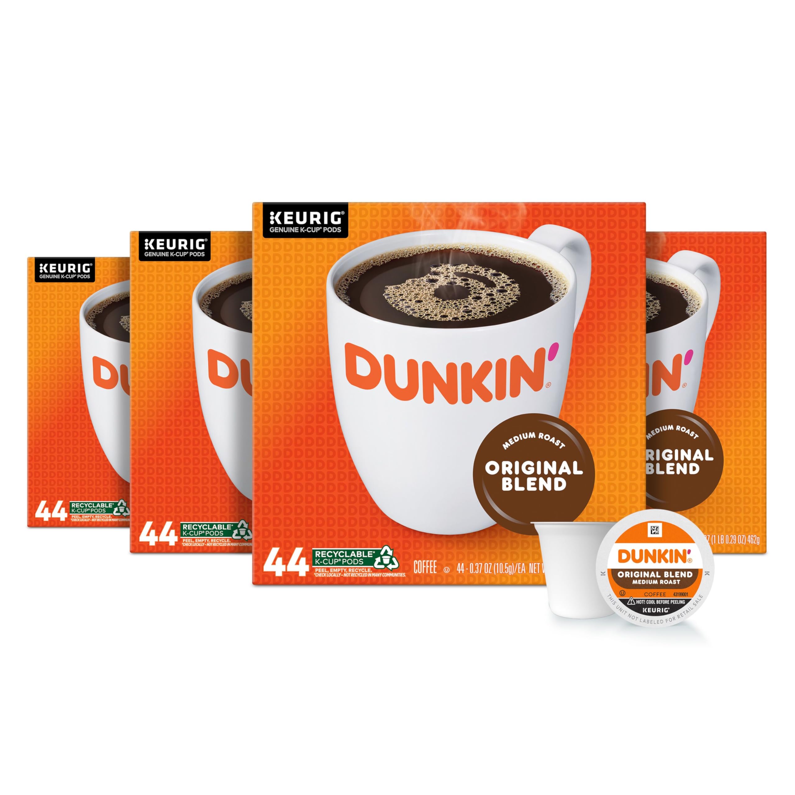Dunkin' Original Blend Medium Roast Coffee, 176 Keurig K-Cup Pods