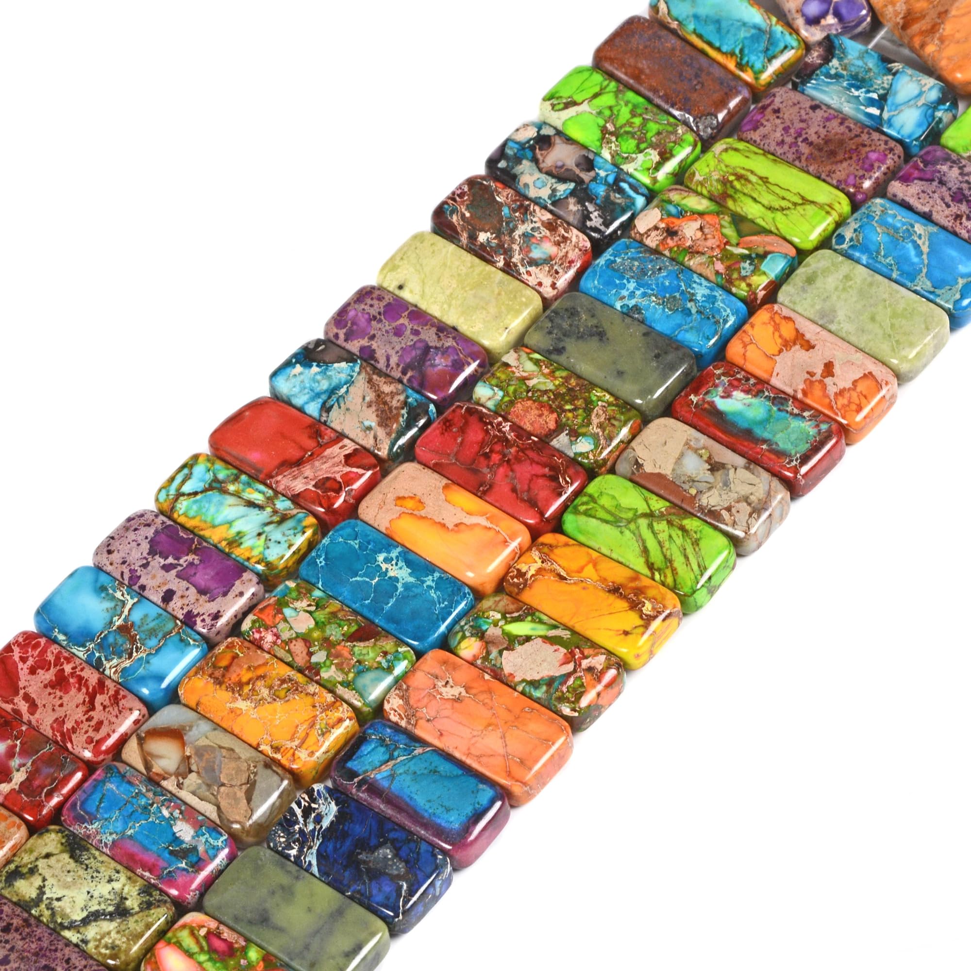 Perles jaspe sédiments marins rectangulaires pour vos ateliers bijoux DIY