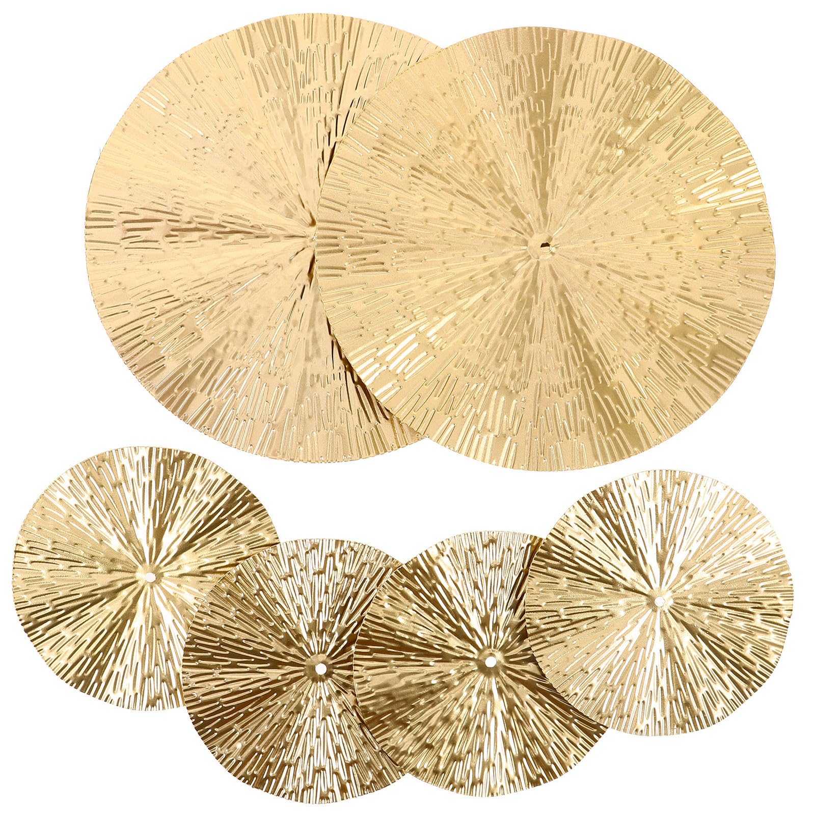 TEHAUX Decoración de Pared de Metal Circular Dorada 6 Piezas, Pared