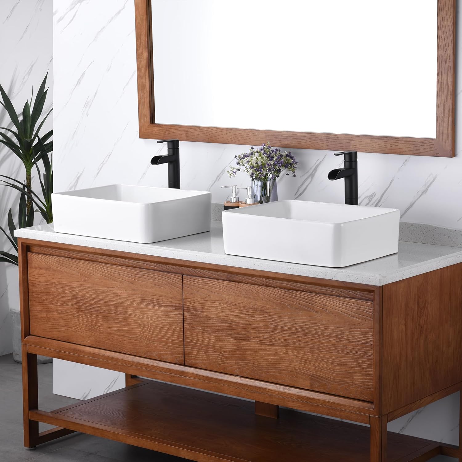 Luxier CS-013 Rectangular 19 in. Bathroom Ceramic Vessel Sink Art Basin in White