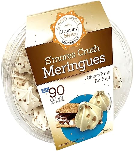Krunchy Melts Galletas originales de merengue | Sabor S'mores | Solo 90 calorías por porción | Sin grasa, sin gluten, sin lácteos (4 onzas)