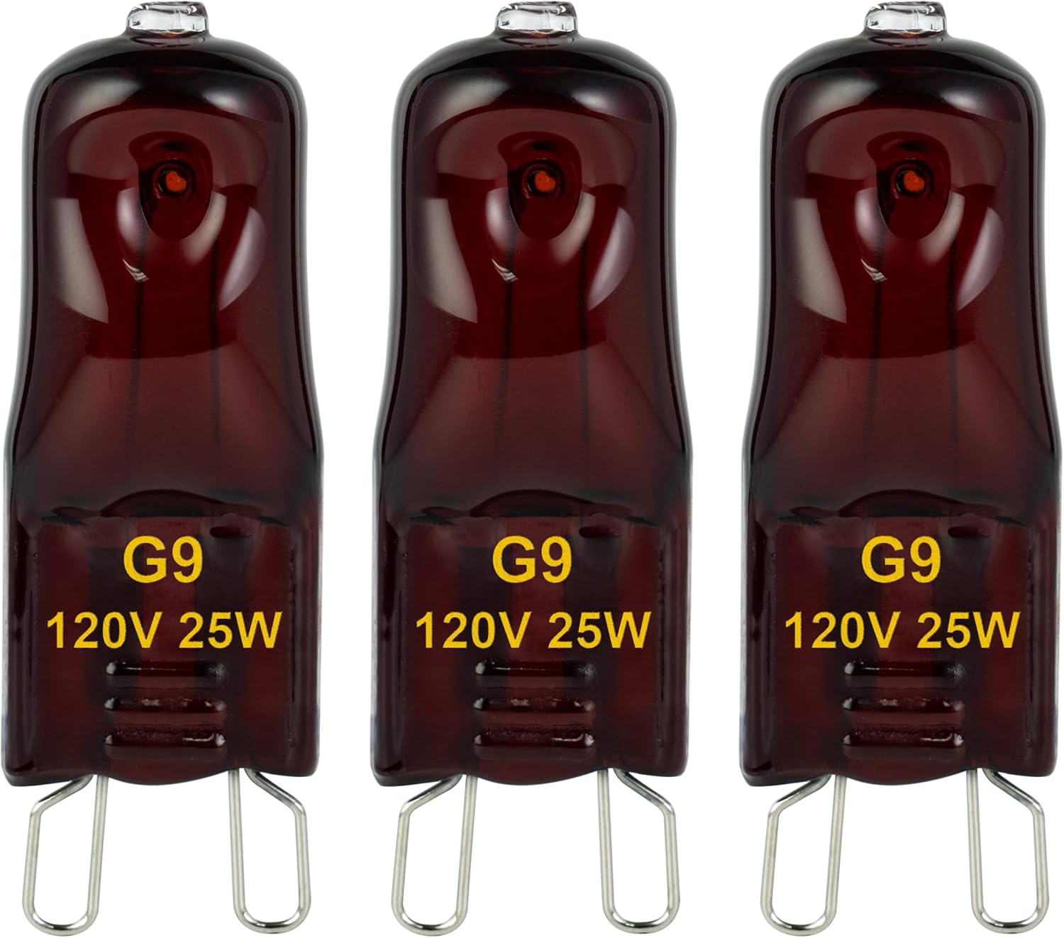 G9 Heat Lamp Bulbs for Reptile,Night Red, Mini Halogen Bulb 25W, Infrared Reptile Heat Lamp for Bearded Dragon Gecko Turtle Lizard, Pack of 3