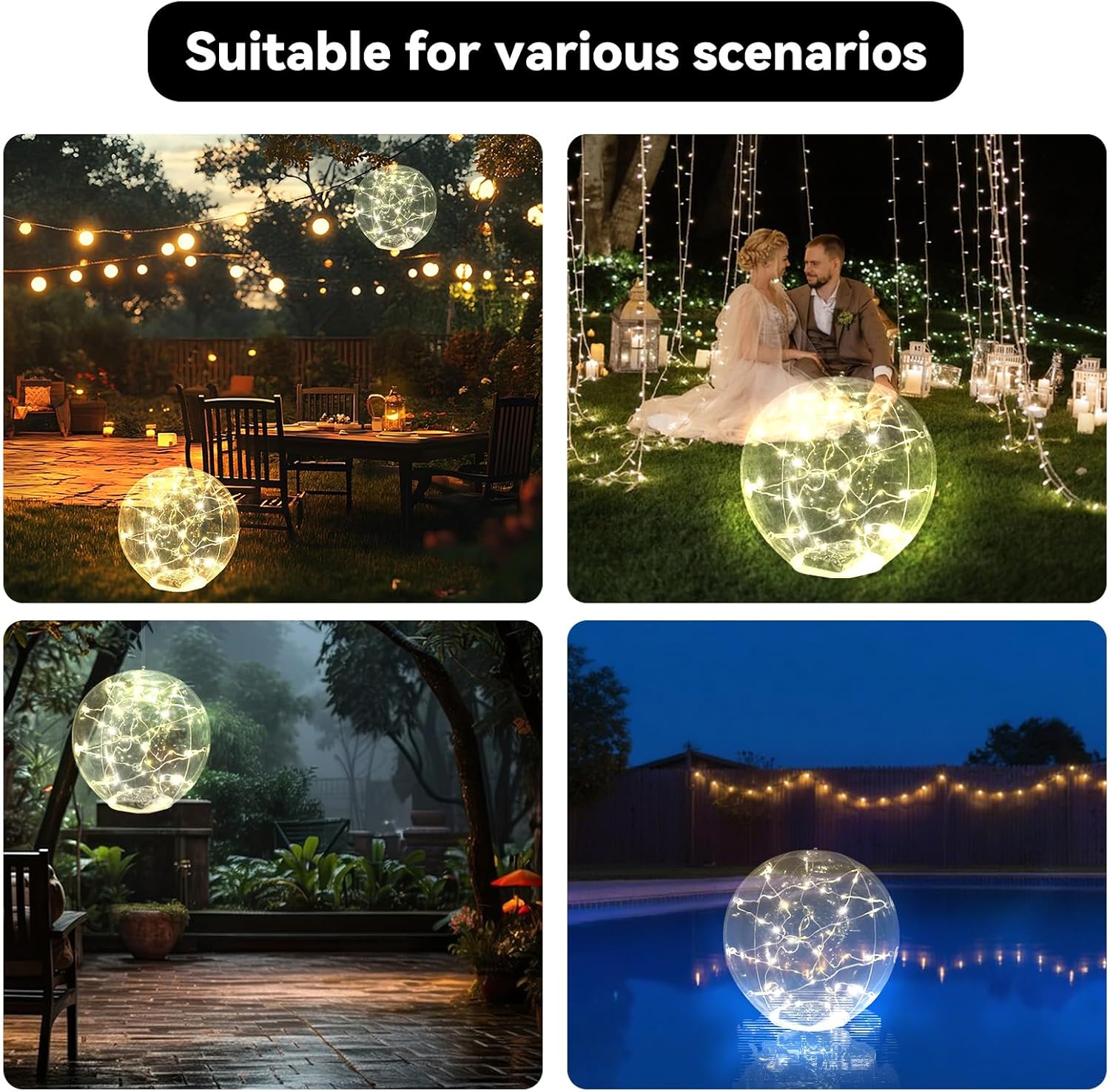 Solar Pool Lights Floating,Waterproof Magic LED Pool Decor with 7 Color Changing, Auto On/Off at Night,No Batteries Needed, Rechargeable for Outdoor Pools, Hot Tubs, Garden & Party Decor [4 Pack]