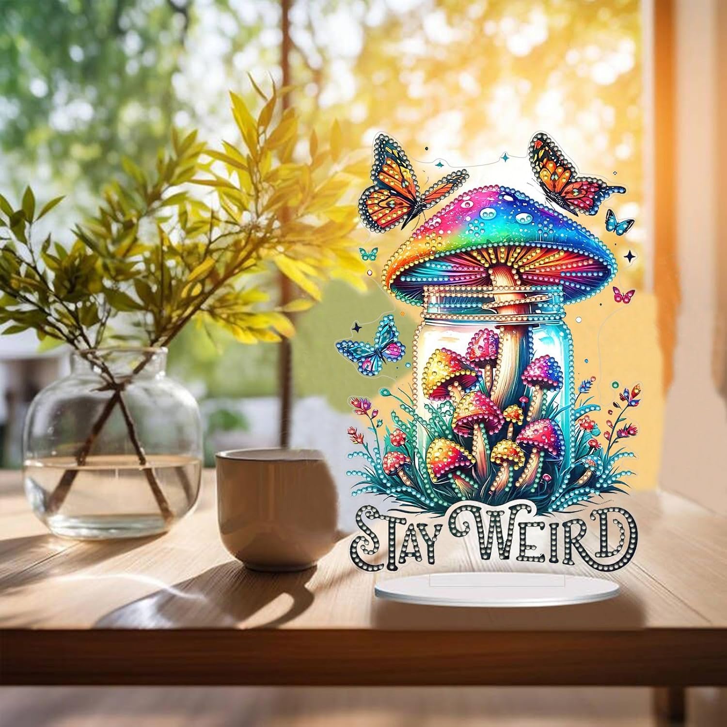 ARTopet 3Pcs DIY Diamond Desktop Ornament Special Shaped Crystal Diamond Art Painting Tabletop Ornaments Single Sided for Home Office Decor Crafts Gift-Jar