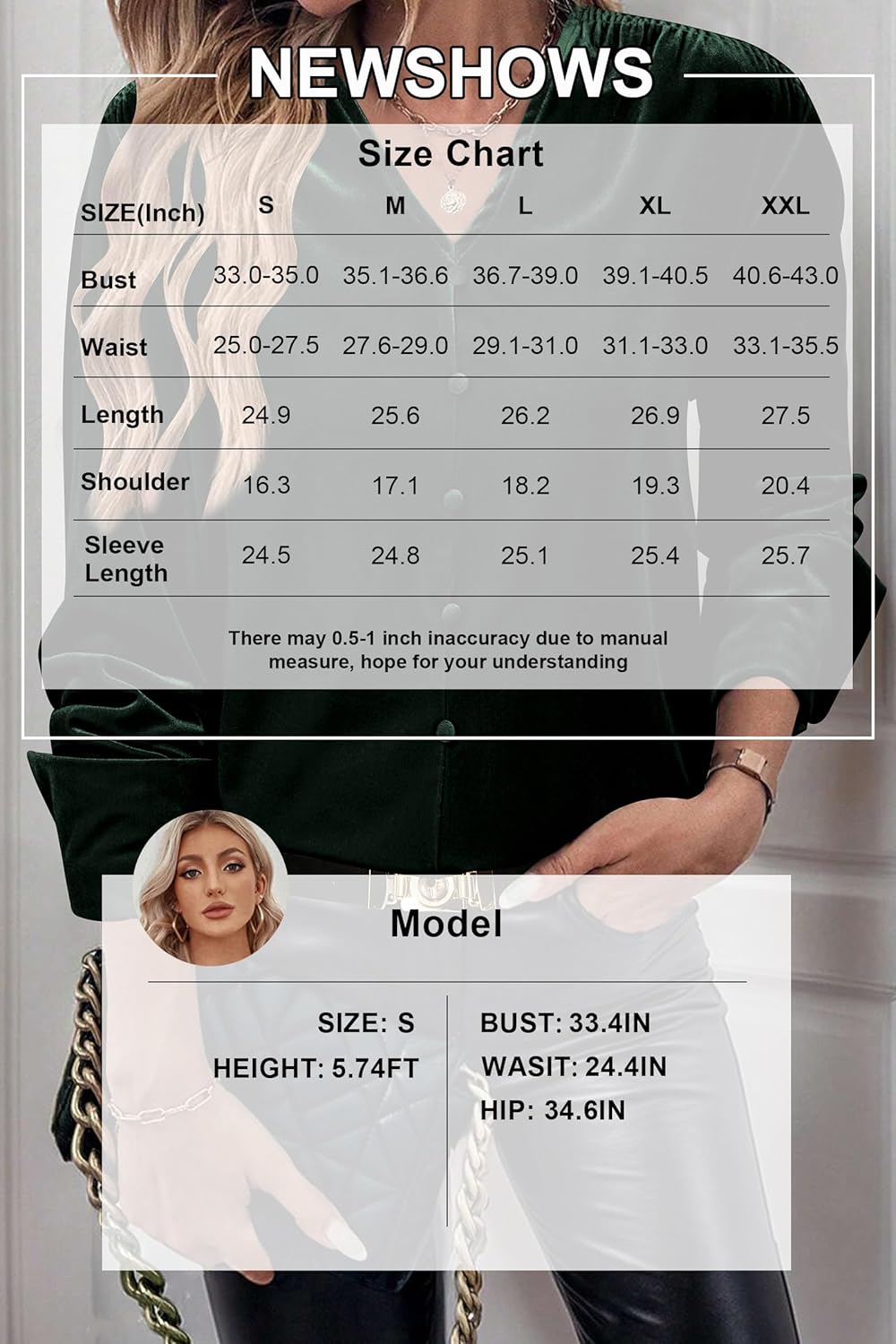 Newshows Women's Velvet Tops Dressy Casual Long Sleeve Smocked Work Blouses Trendy Blusas Elegantes Button Down Shirts - Image 6