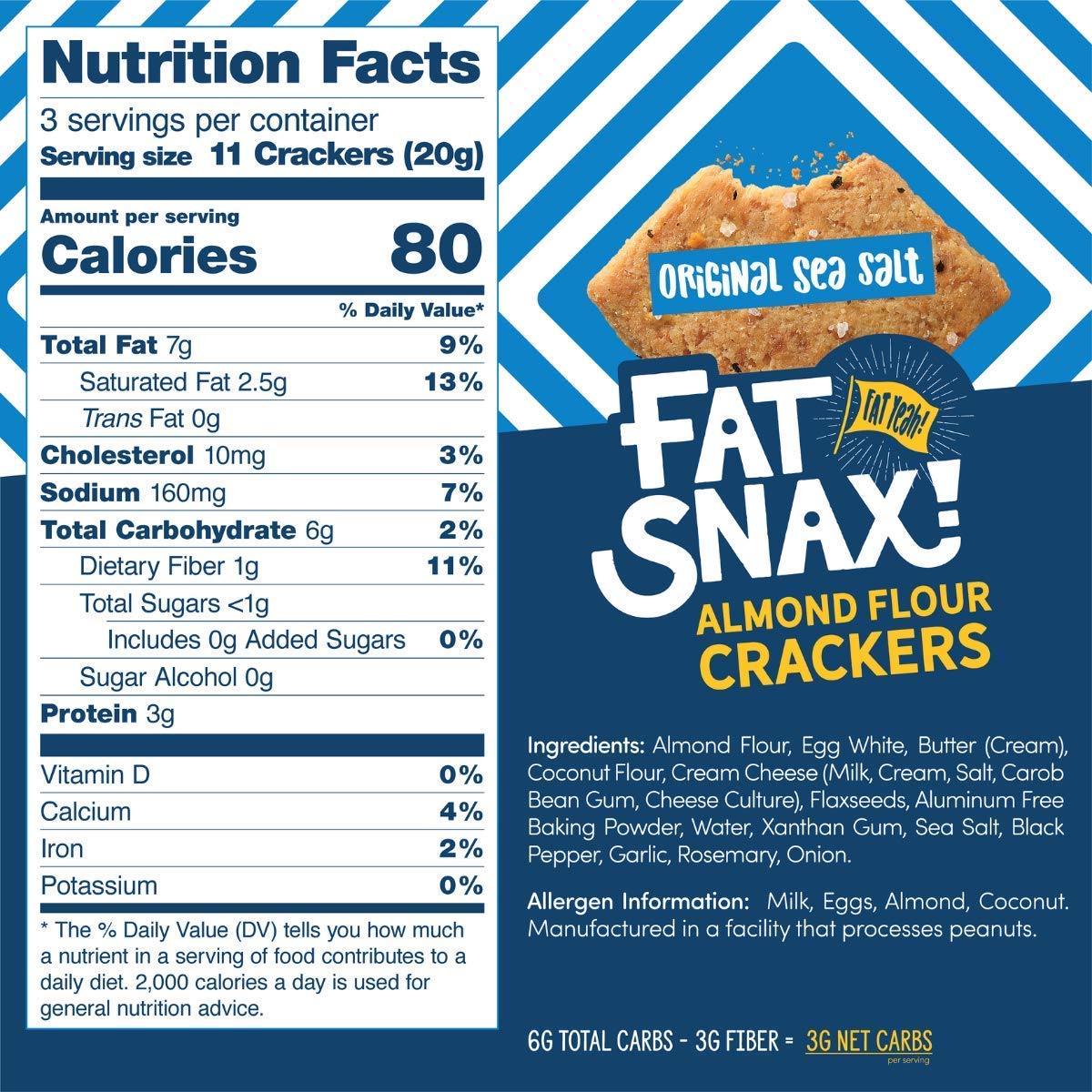 Fat Snax Keto Crackers Almond Flour GlutenFree Crackers Low Carb