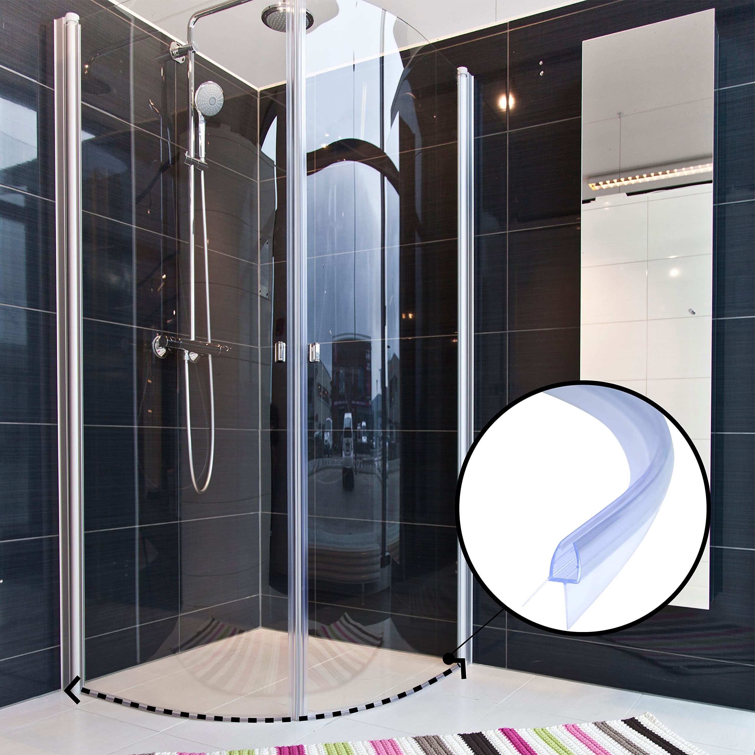 DOPPOSO Shower Seal Curved 2x70cm, Replacement Seal, Seal for 4mm/5mm/6mm, Glass Thickness, Pre-curved Shower Door Seal - Image 4