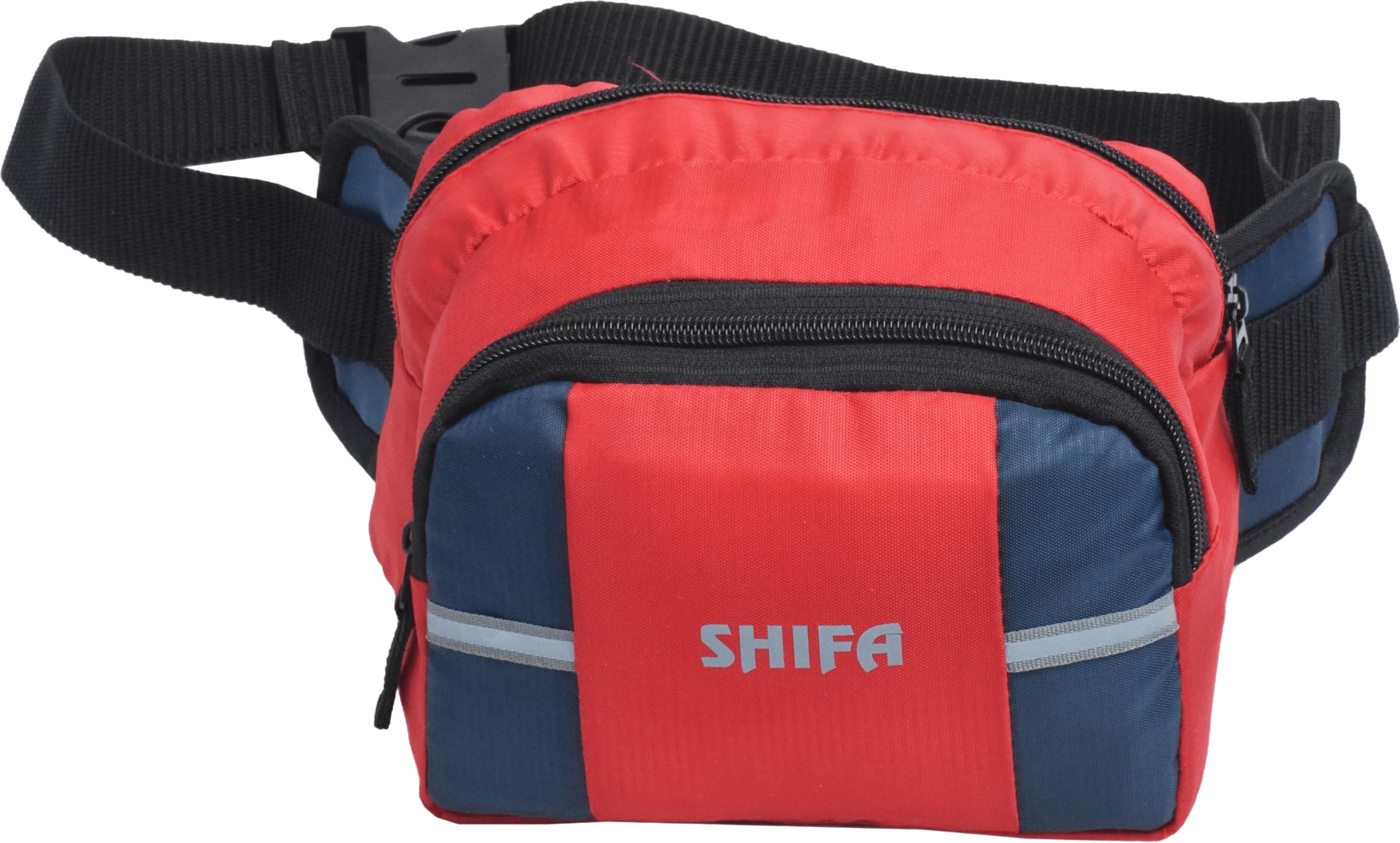 Adjustable Waist Bag for Men and Women | Durable Polyester Travel Fanny Pack with Secure Zipper Compartments | Stylish Red and Blue Hands Free Belt Bag for Sports Hiking and Daily Use-image-16