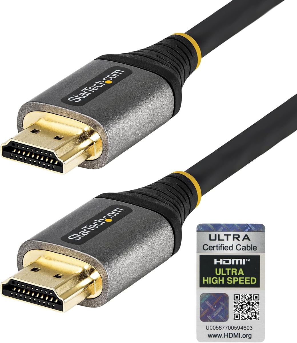 StarTech 3ft Ultra High Speed HDMI Cable, 8K 60Hz, HDR10+, 48Gbps | 8K 60Hz/4K 120Hz, HDMI 2.1 Cord with HDR10+ / eARC, Certified, HDMM21V1M, Monitor/TV/Display
