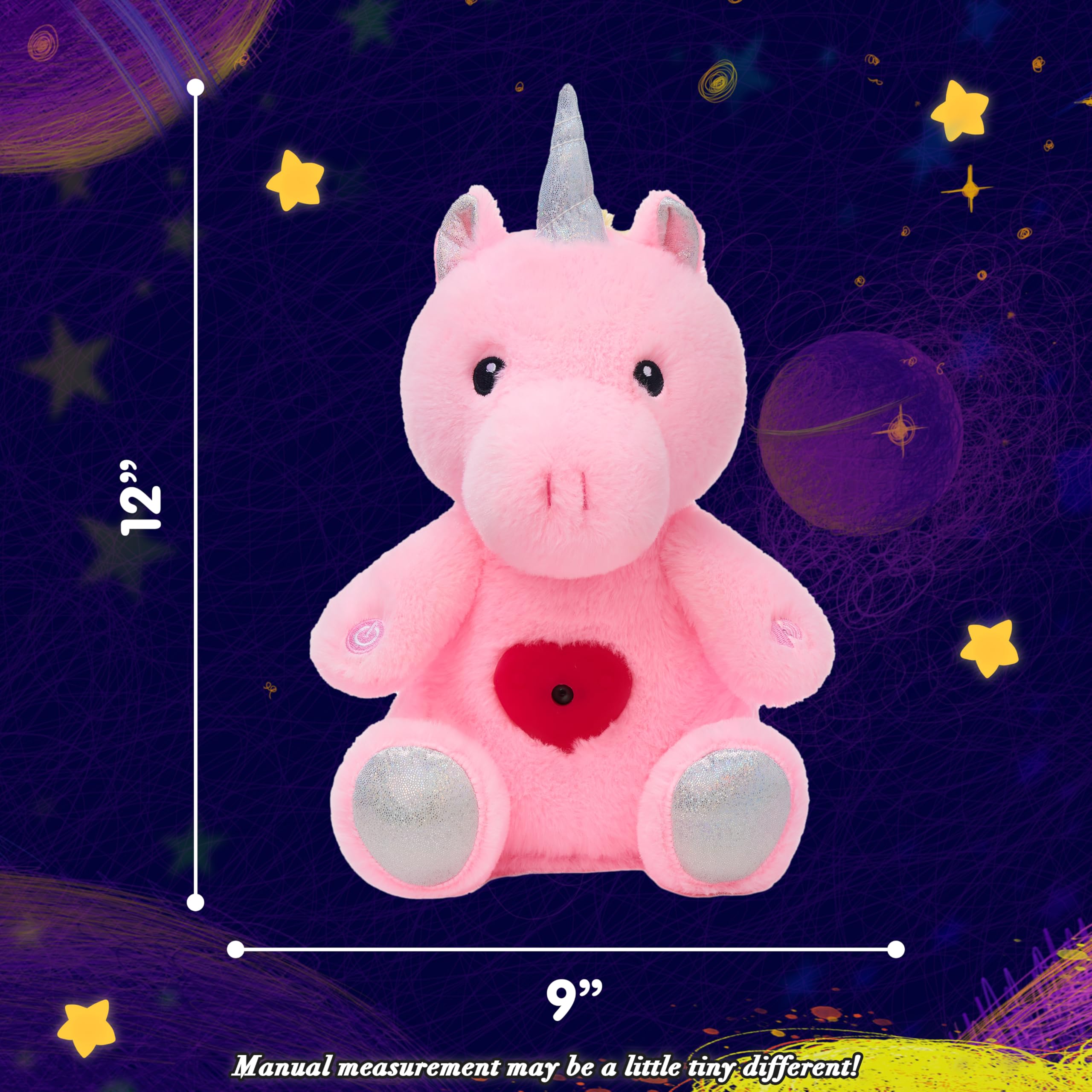 Jednorożec Star Projector Pluszowa zabawka do wypełniania zwierzętami, zabawka, regulowana objętość, dla chłopców i dziewczynek, prezent urodzinowy