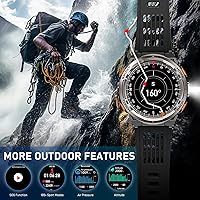 Vista 2 de Relojes inteligentes militares para hombres con linterna LED, reloj inteligente táctico resistente con 1.45 pulgadas HD, 3ATM impermeable y brújula