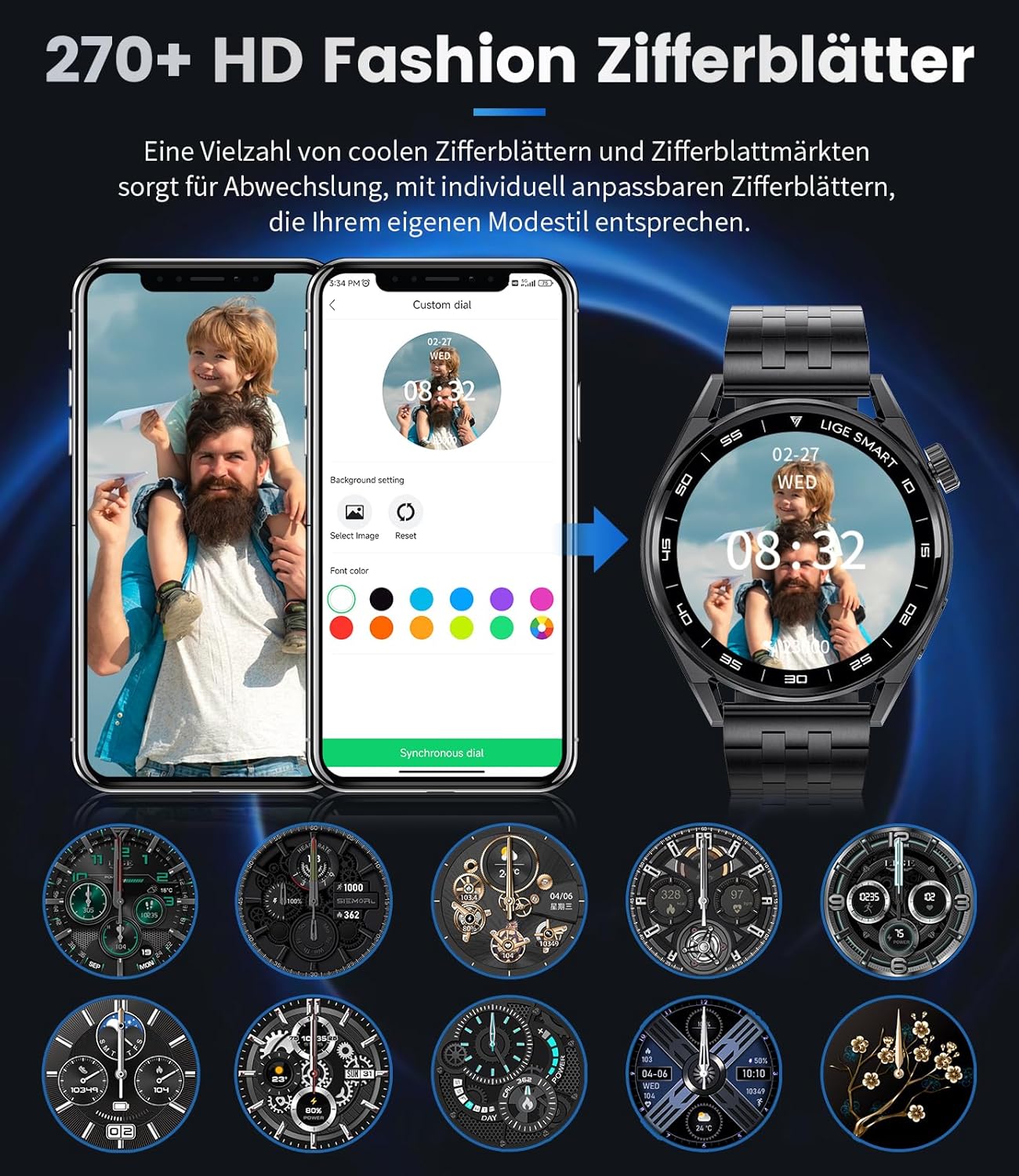 Orologio Smartwatch Uomo Chiamata e Risposta, 1,39 Fitness Smartwatch con Notifiche Messaggi Contapassi Cardiofrequenzimetro Pressione Sanguigna SpO2 Sonno, Orologio Sportivo per Android iOS Nero Orologio Smartwatch Uomo Chiamata e Risposta, 1,39 Fitness Smartwatch con Notifiche Messaggi Contapassi Cardiofrequenzimetro Pressione Sanguigna SpO2 Sonno, Orologio Sportivo per Android iOS Nero
