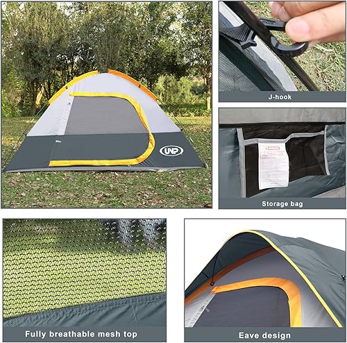 Miniatura 4 de Tienda de campaña para 4 personas, impermeable, resistente al viento, con lluvia, fácil de instalar, tiendas de campaña portátiles para acampar