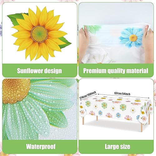 Miniatura 3 de Mantel de plástico floral con margaritas de primavera, mantel rectangular con girasol, manteles rectangulares de flores rosas, moradas, azules, para