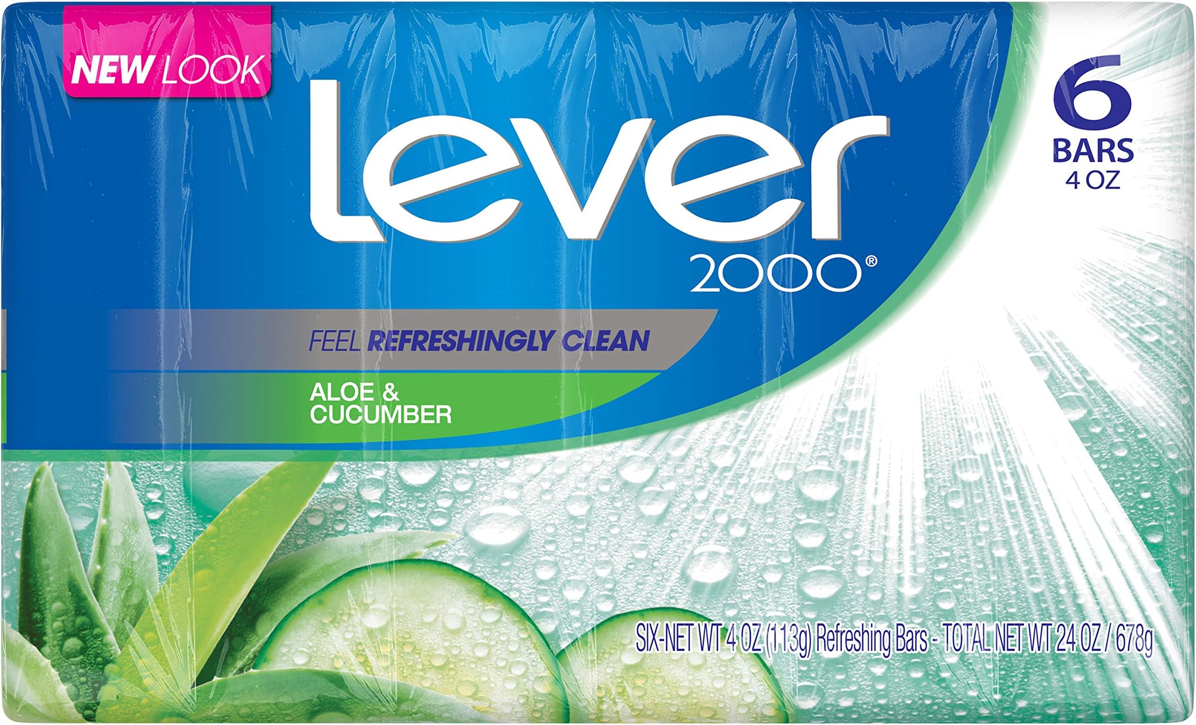Lever 2000 Bar Soap, Aloe & Cucumber, 4 oz, 6 Bar