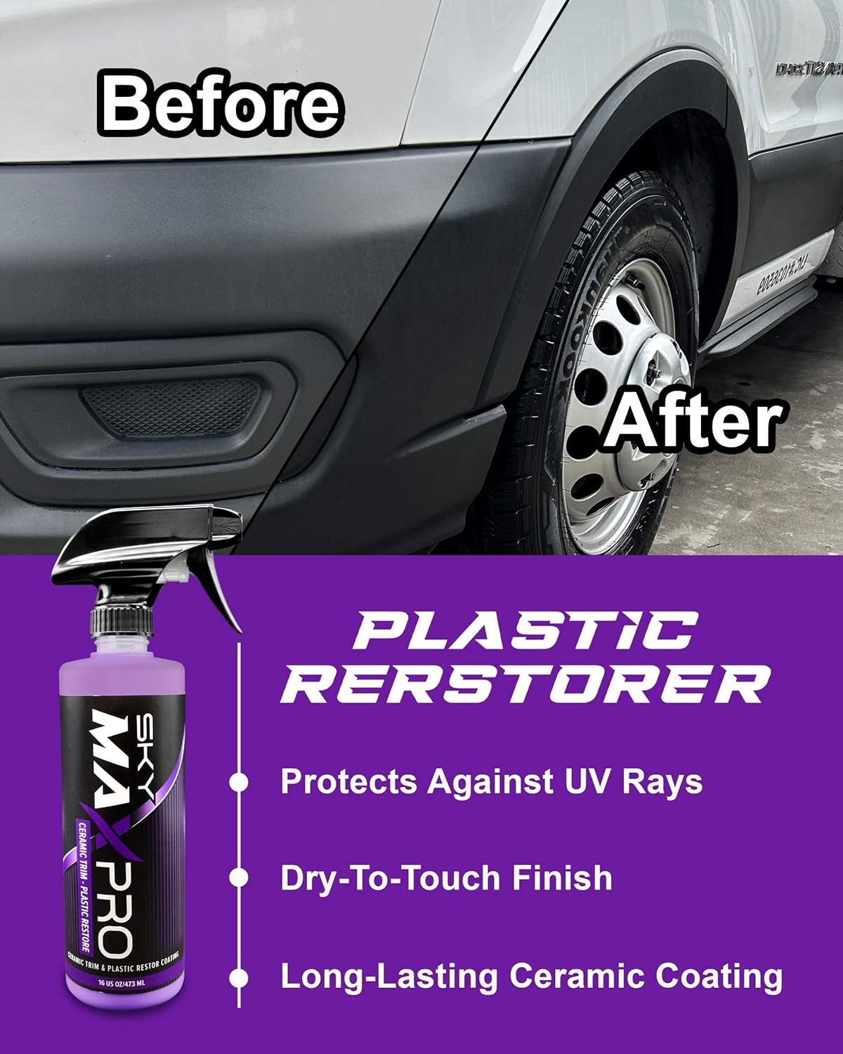 Ceramic Trim, Vinyl, Rubber & Plastic Restore, Ceramic Coating New Look Long Lasting High Shine Protectant 1 Gallon