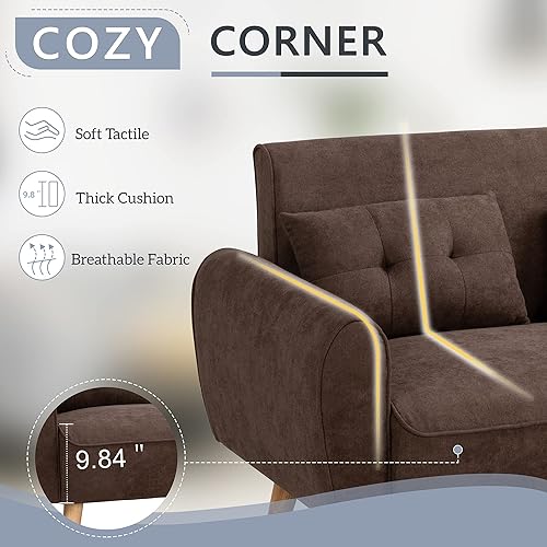 Miniatura 3 de Shintenchi Sofá biplaza pequeño y moderno, tapizado de tela de mediados de siglo, sofá de 2 asientos, muebles para espacios pequeños, sala de estar,