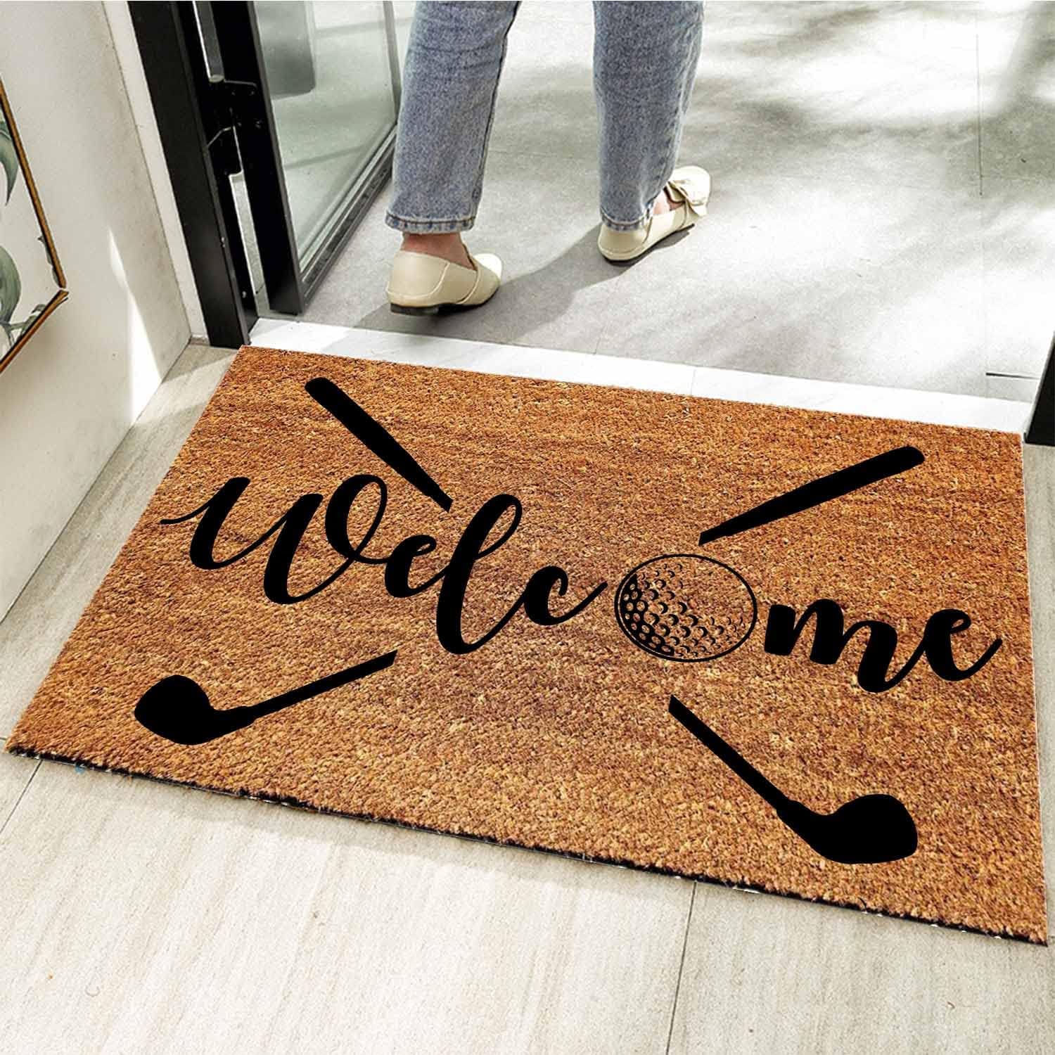 Funny Coir Doormat Welcome Golf Welcome Front Porch Decor Doormat For The Entrance Way Personalized Rug House Warming Gift Doormat Non Slip Outdoor Entry Doormat Coconut Coir Doormat 23.6 x 15.7 inch