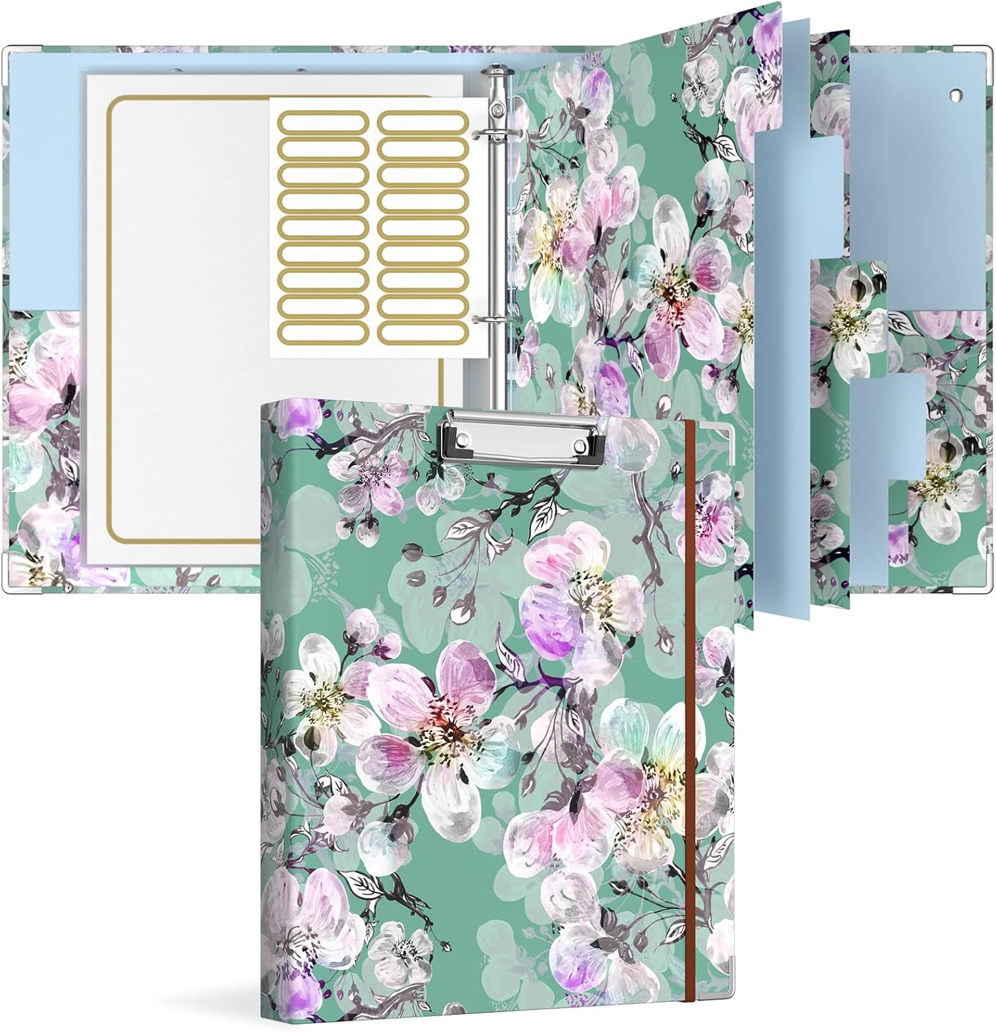 Rouidr 3 Ring Binder with clipboard, 1 inch Binder