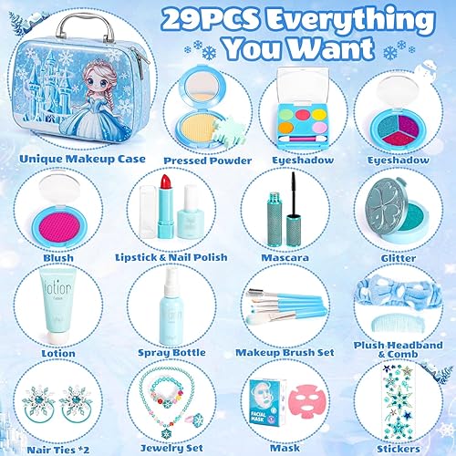 Miniatura 2 de Maquillaje de simulación Frozen para niñas, juguetes 3-5 años, maquillaje de juguete falso, juguetes de princesa de Frozen para niñas, regalos