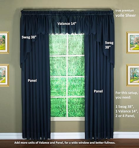 Miniatura 7 de Today's Curtain Emelia Original Cenefa de gasa de 14 pulgadas, azul marino, 60 pulgadas de ancho x 14 pulgadas de largo