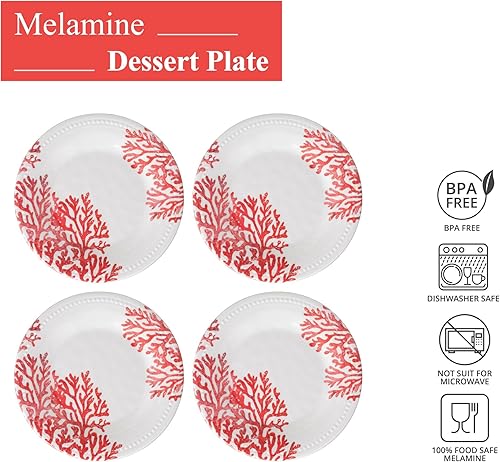 Miniatura 2 de UP ware - 4 platos de melamina de 6 pulgadas, platos de postre para aperitivos, platos pequeños para servir, platos de fiesta, platos redondos para