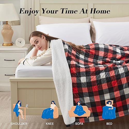 Miniatura 6 de Westinghouse Manta térmica de tamaño completo, manta térmica de franela y sherpa con 10 niveles de calefacción y 1 a 12 horas de tiempo de