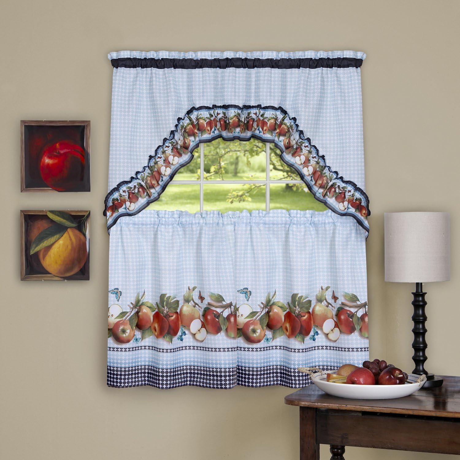Achim Home FurnishingsGolden Delicious Tier & Swag Set - 57x36 - Ice Blue