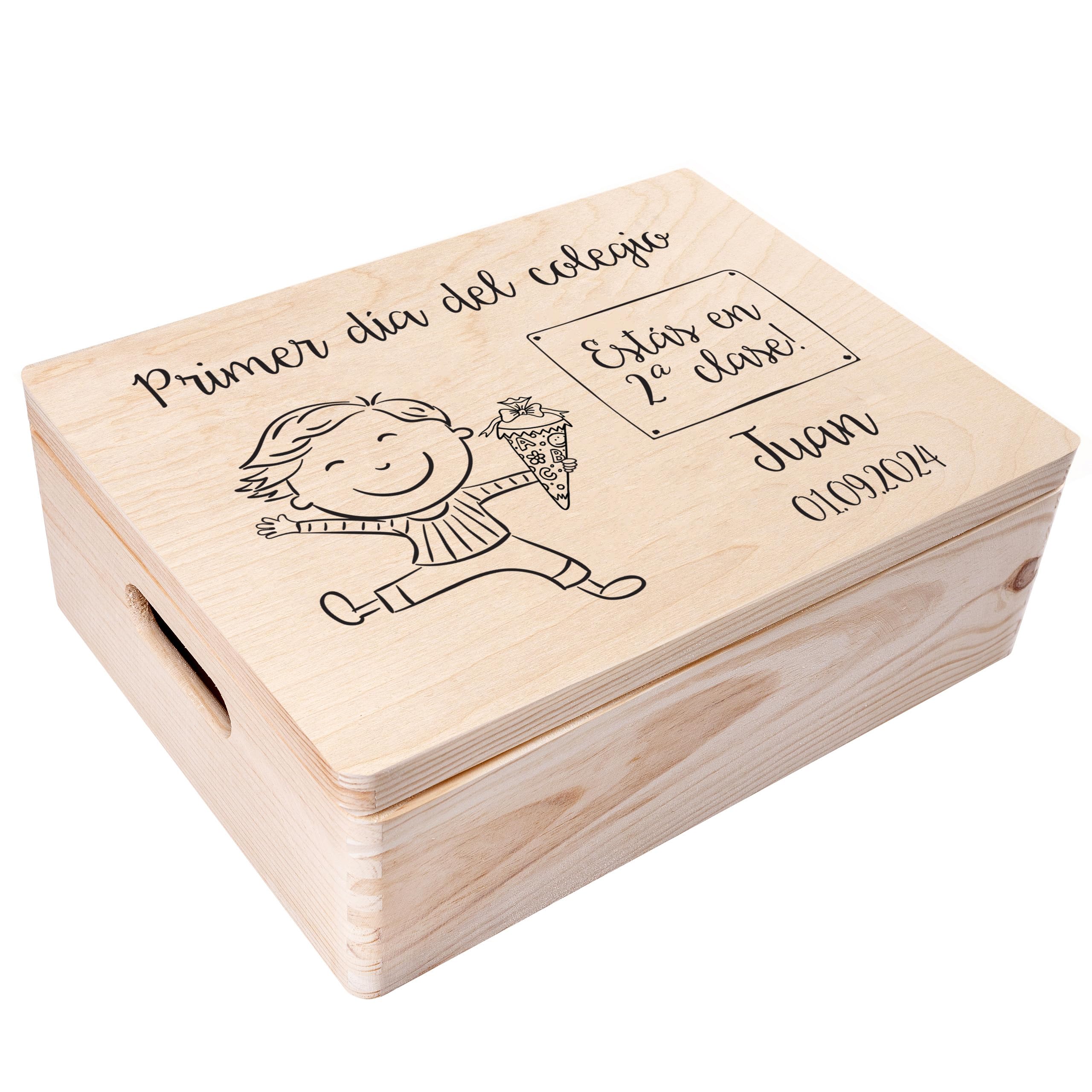 Creative DECO Caja de Regalo Escolar Personalizada con tu Texto de Madera