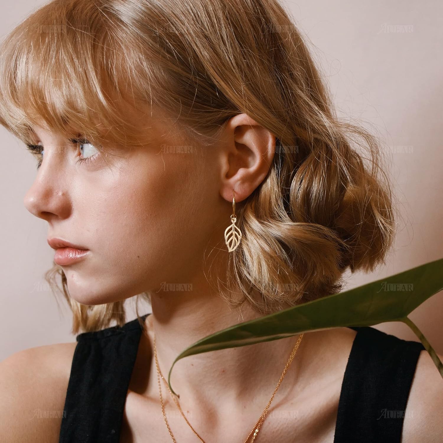 AUEAR, 80 Pack Hollow Gold Tree Leaf Charms Pendants Beads for DIY Jewelry Making Findings - Image 7