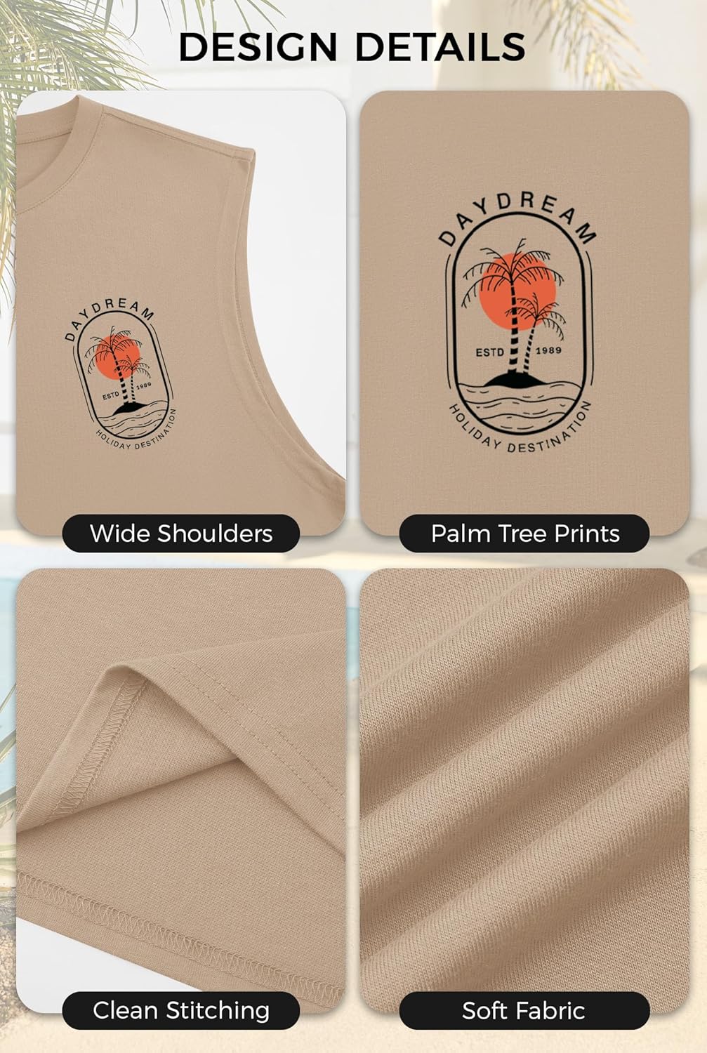 Mens Beach Summer Tank Tops Palm Tree Graphic Vacation Muscle Sleeveless Shirts (S-3XL) - Image 6