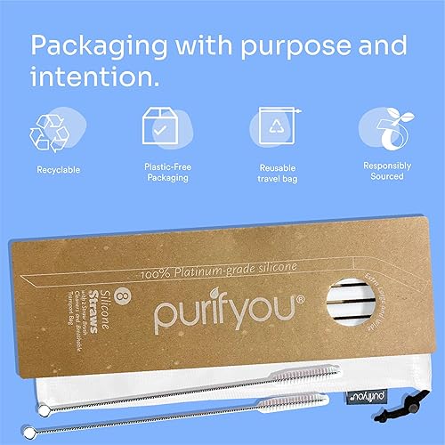 Miniatura 5 de Pajitas de silicona de platino 14 pulgadas extra largas y anchas para vasos de 40 onzas de Stanley Reduce Yeti y más juego de 8 pajitas