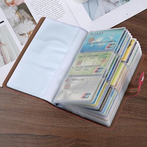 Miniatura 8 de Soporte para tarjetas de crédito RFID, organizador de tarjetas de visita de cuero con 96 ranuras para tarjetas, protector de tarjetas de crédito