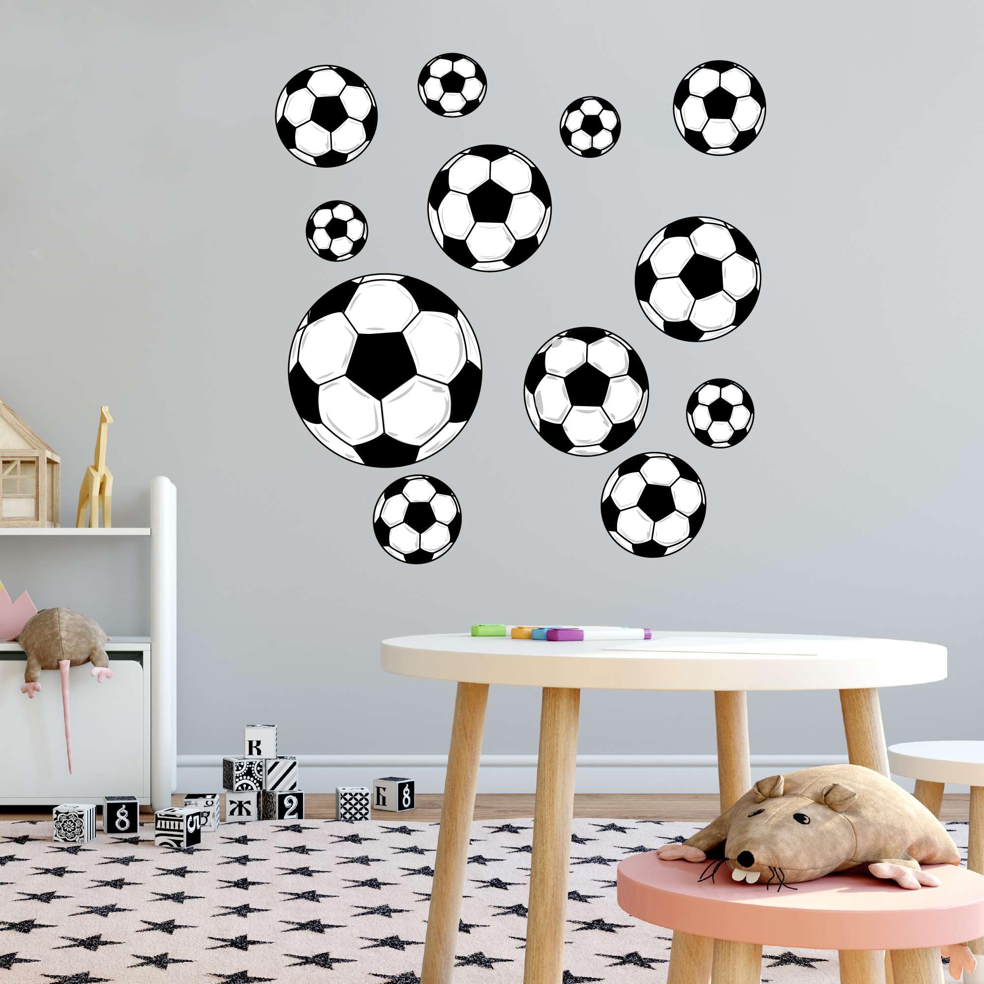 design with vinyl wall decal soccer ball pattern bedroom wall sticker decoration - removable size: 22 in x 22 in