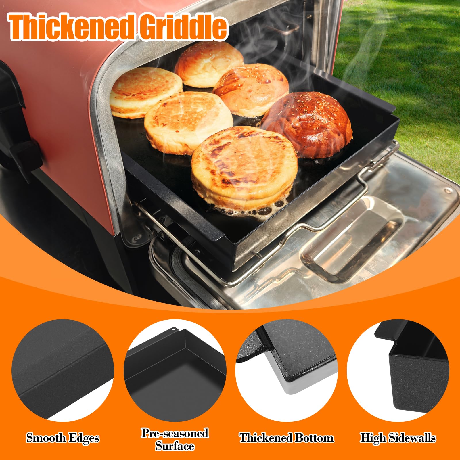 Denmay Plaque de cuisson en fonte pour Ninja OO100, OO101UK, Ninja Woodfire OO101, plancha universelle Weber, Tepro et autres barbecues, 30,5 x 30,5 cm