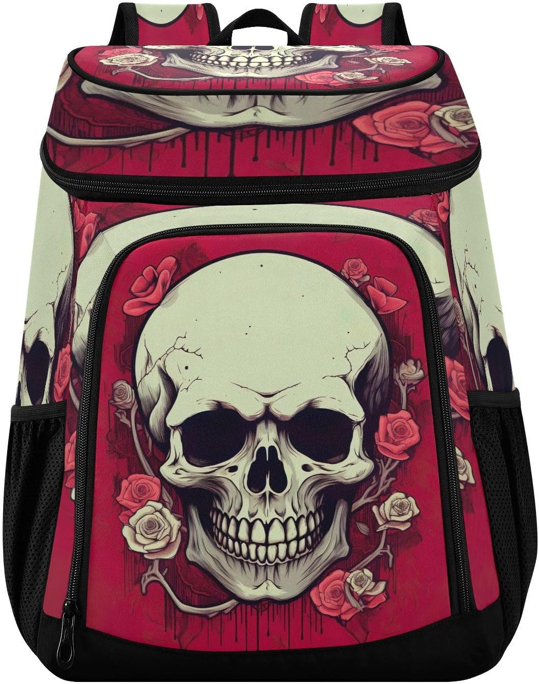 Smiling Skull Cooler Backpack 36 Cans Leakproof Waterproof Backpack Cooler Bag Beach Accessories for Women and Men Travel Camping Fishing Backpack