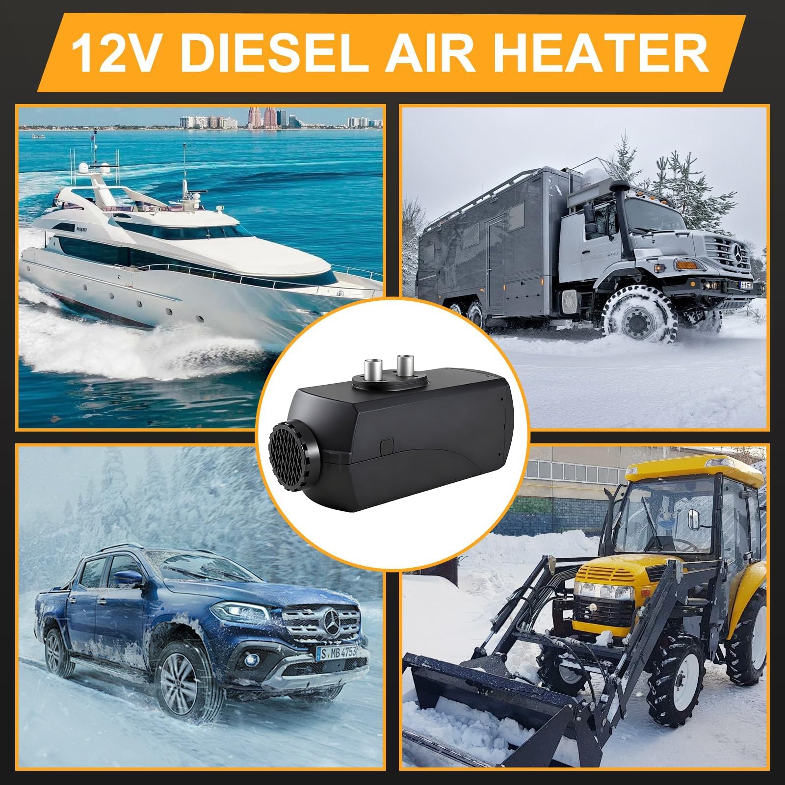 Calentador Diésel Portátil 8KW de 12V con Bluetooth y Mando a Distancia para Garajes, Talleres, Autocaravanas, Barcos y Cabinas – Calefa hasta 20 m²