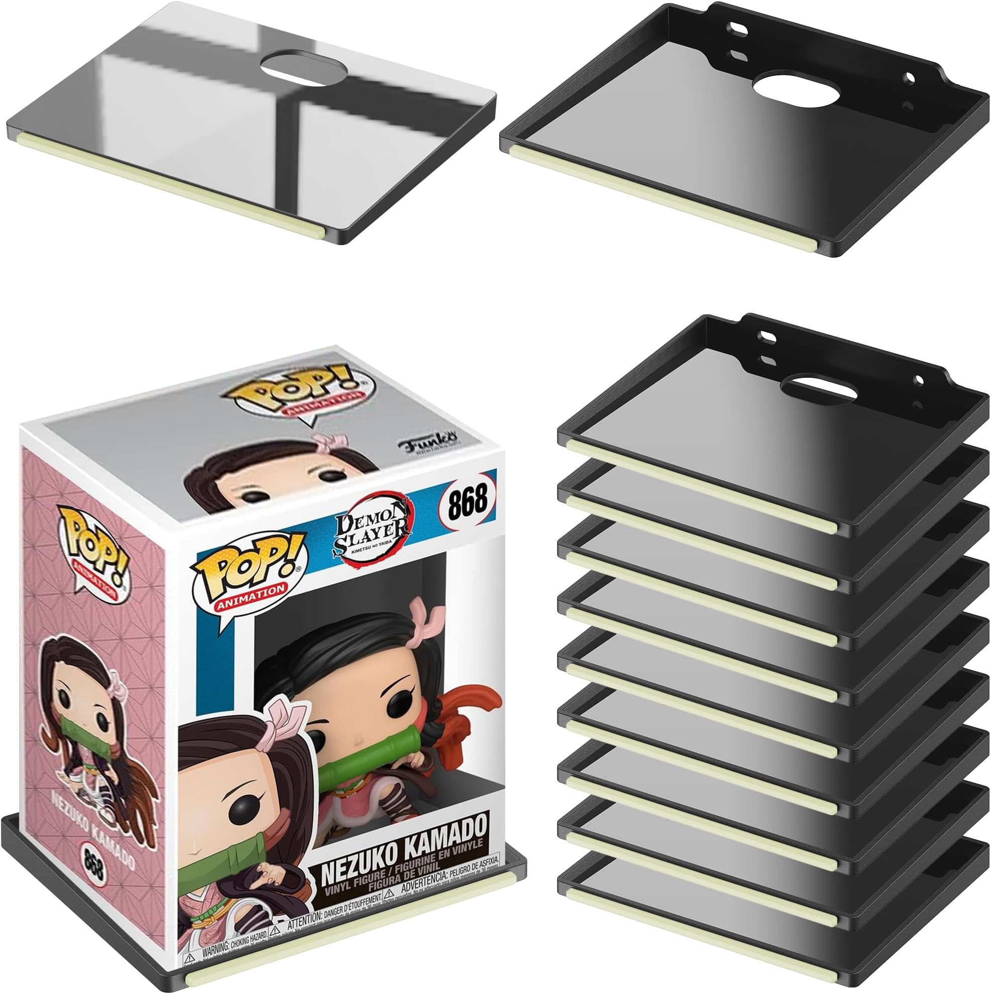 Wall Display Shelves for Funko Pop Anime Figure, Display Ledges with Glow in The Dark Strips, Collector Shelves for Action Figures, Game Room, Mini Collectibles, Holds up to 2 lb (12 pack/clear)