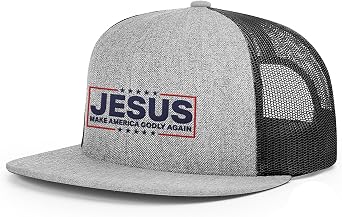 Our True God Jesus Make America Godly Again Flatbill Christian Trucker Hat - Snapback Hat