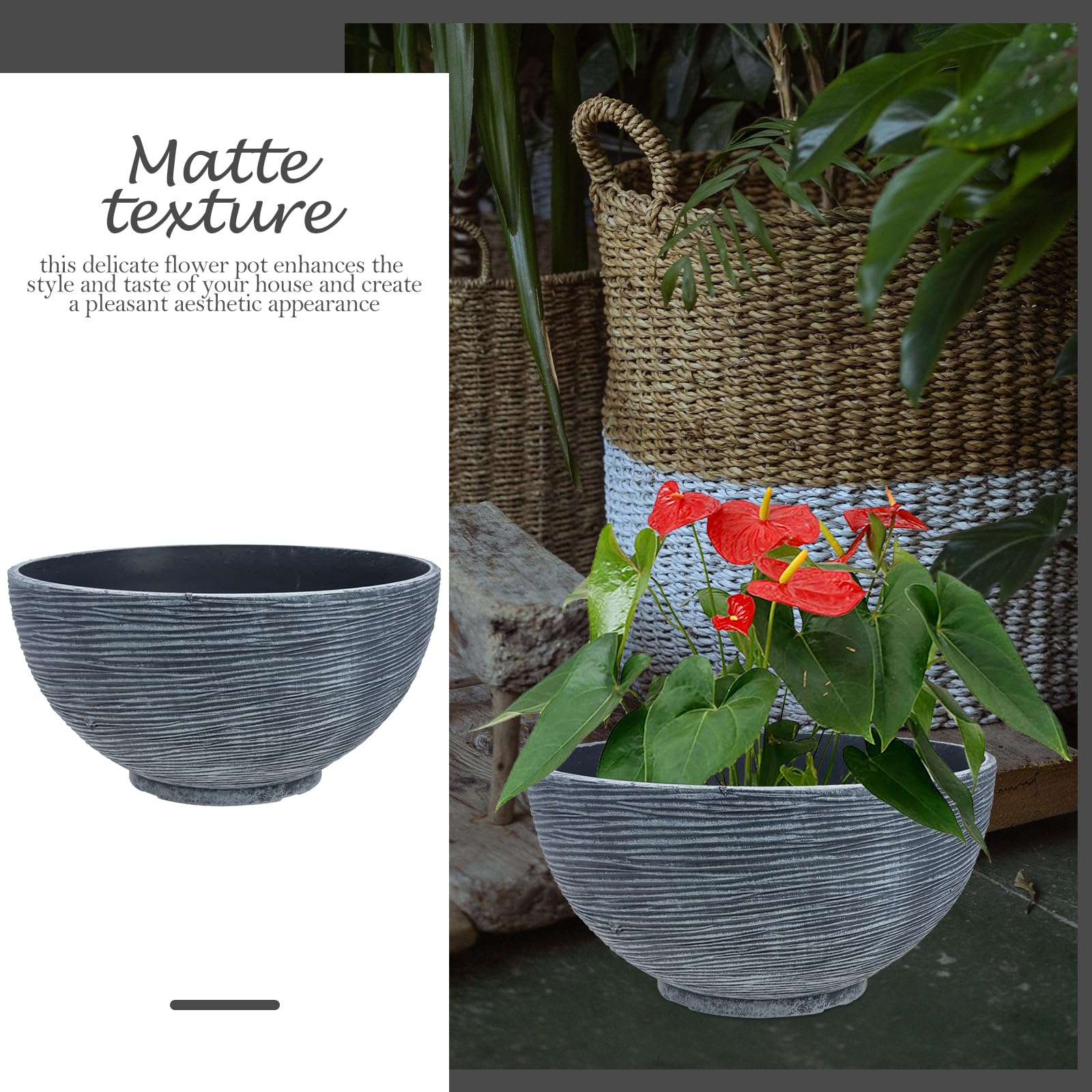 Happyyami Maceta flotante de lirio de agua, maceta hidropónica grande, cuenco para plantas de jardín, contenedor para plantas de jardín, accesorios para decoración del hogar, macetas grises