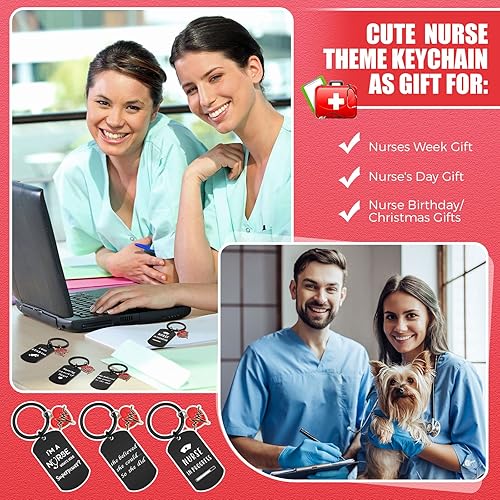 Miniatura 6 de Yinkin 24 piezas de recuerdos de fiesta de enfermera, regalos del día de San Valentín para enfermeras, regalos de enfermería, llavero de enfermera