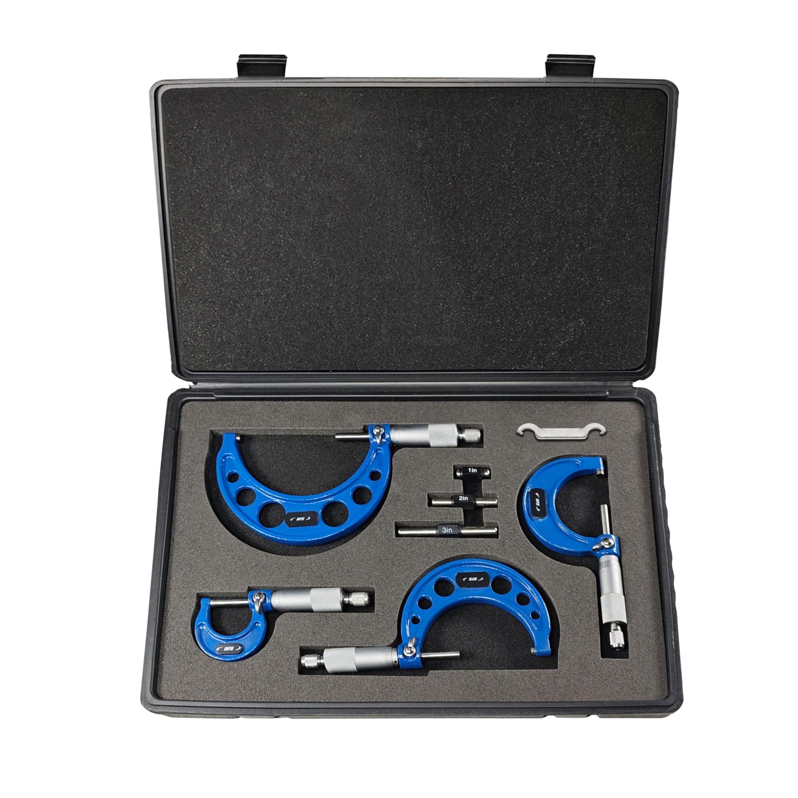 HFS (R) Estuche 0-6 x 0.0001" 4 piezas Premium para micrómetro exterior conjunto de marco de metal sólido punta de carburo
