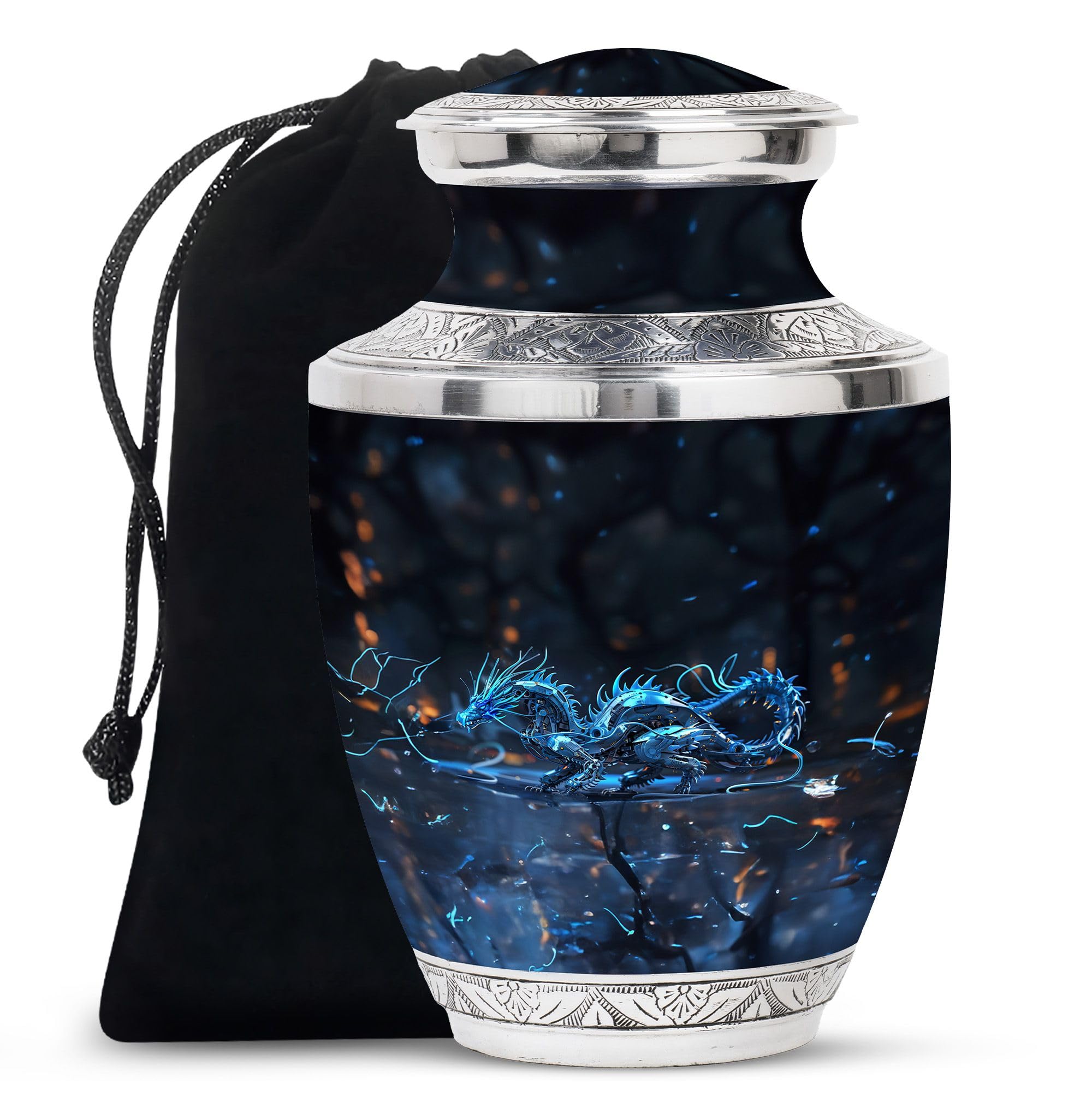 YATHABHISA Dragon Urn, Cremation Urn for Adult Men & Women - Funeral Decorative Urns - Urn for Human Ashes for Male & Female - Large with Velvet Bag - Memorial for Human Remains Mom & Dad
