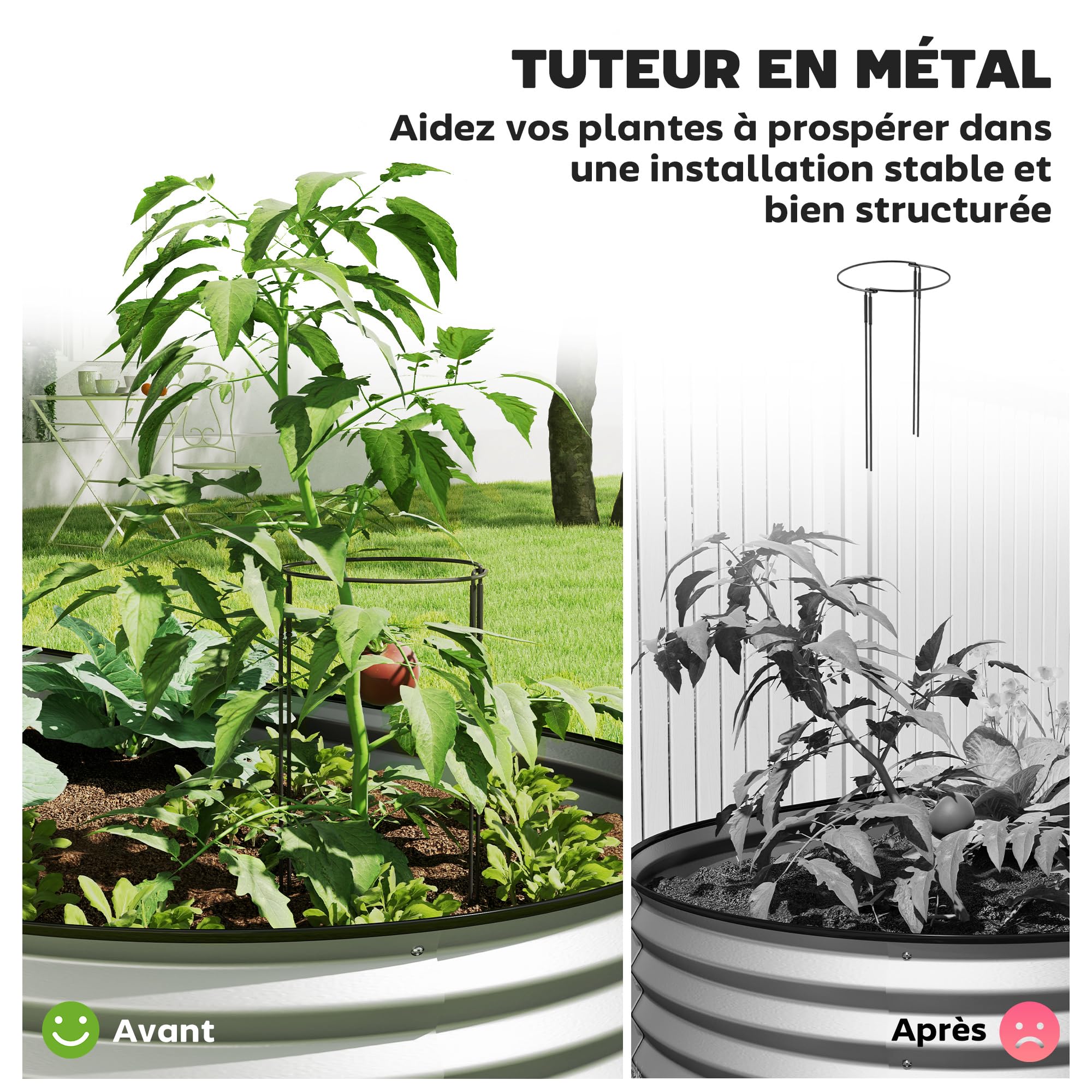 Outsunny Jardinière Surélevée Galvanisée en Acier 181 x 93 x 30 cm
