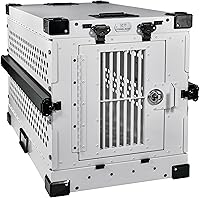 Vista 26 de Jaula para perros de aluminio con recubrimiento en polvo totalmente plegable y resistente, mediana (negro)