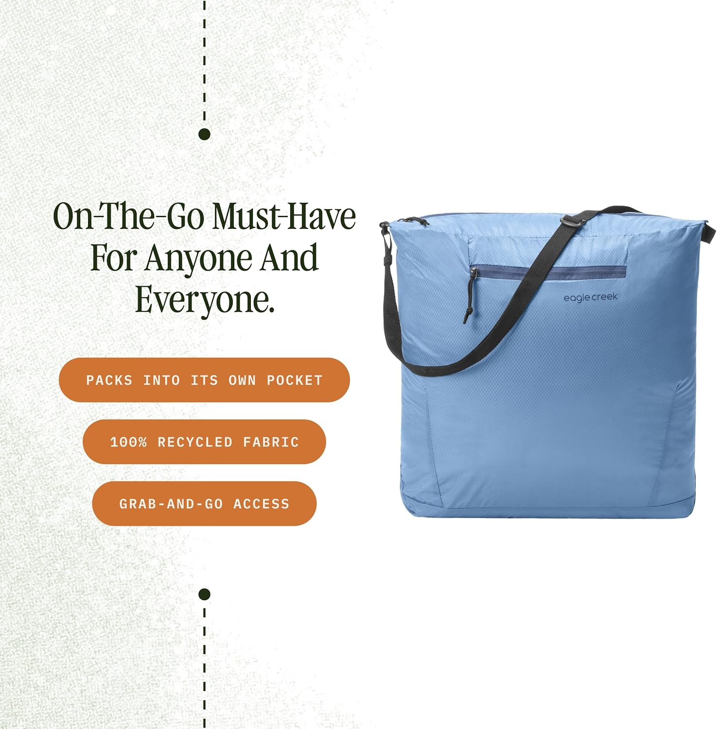 Eagle Creek Packable Tote Bag – Lightweight, Compact, Water-ResistantTote - Recycled Materials,Foldable Design, Easy Storage