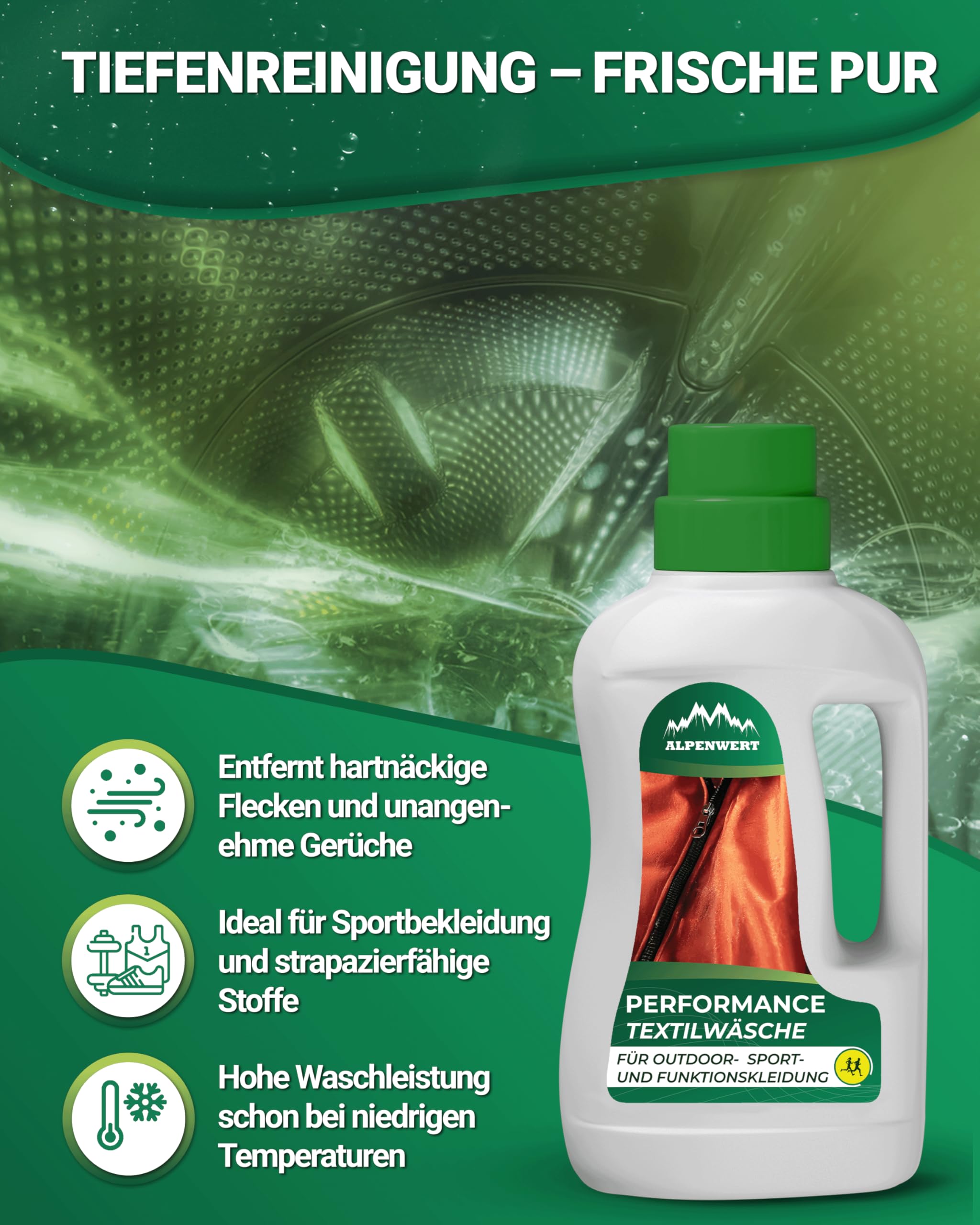 Alpenwert Spray imperméabilisant textile 500 ml [Protection déperlant longue durée] Fabriqué en Allemagne pour textiles d'extérieur, chaussures, vêtements de ski, tentes, etc., Extérieur (500 ml